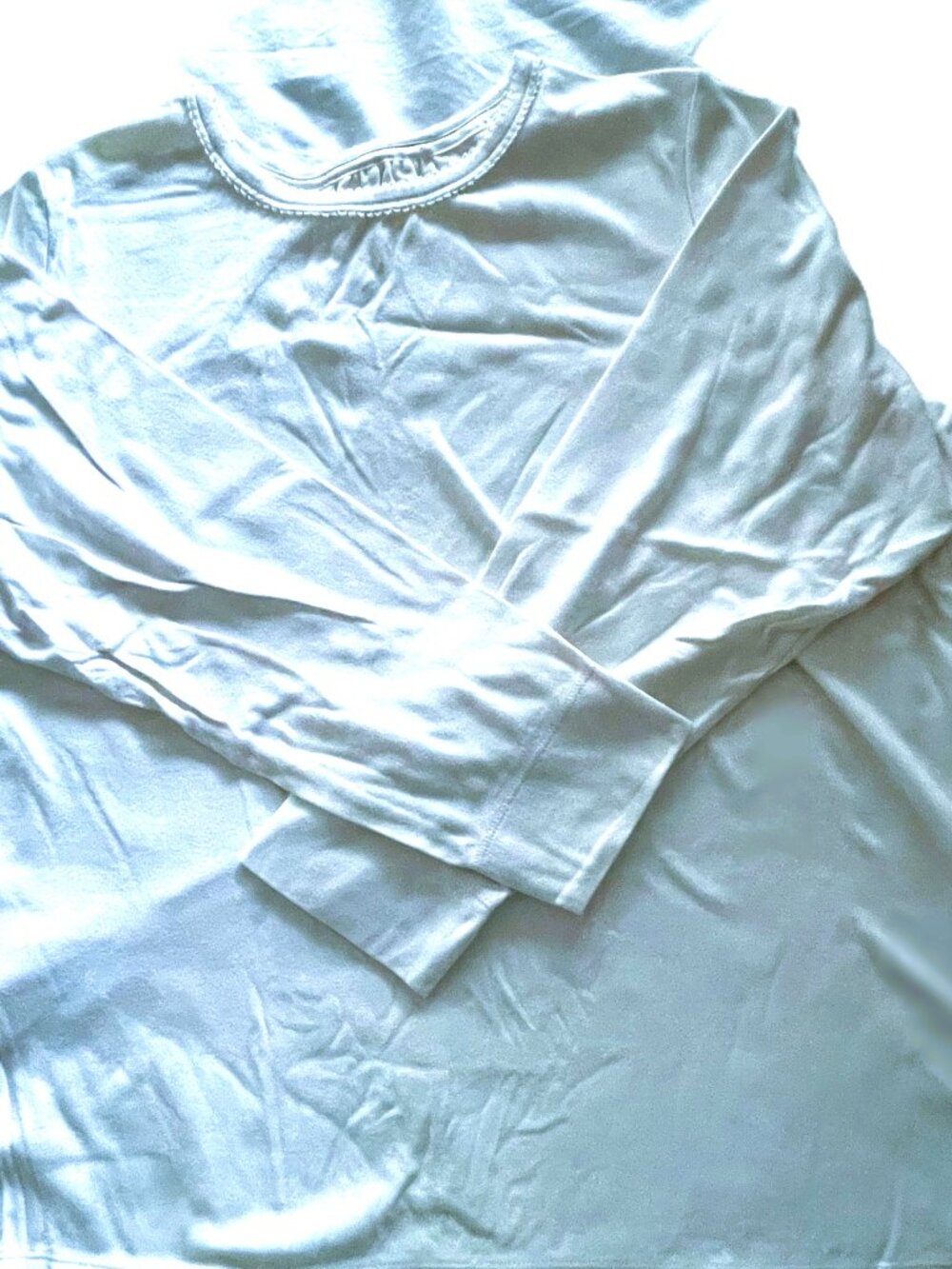 Lands' End Size 2x White Long Sleeve W/Fancy Collar Blouse (B035)